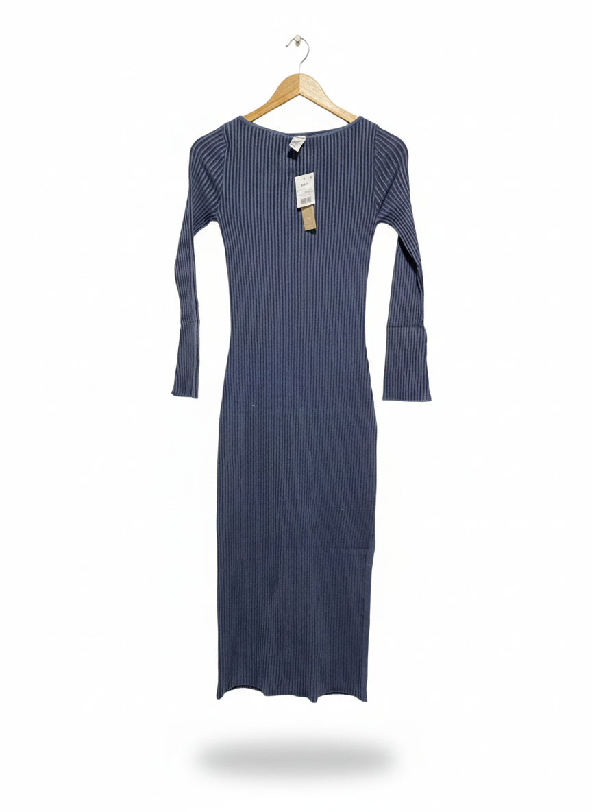 ANKO |M| BUST 13| Navy Blue Ribbed Midi Dress
