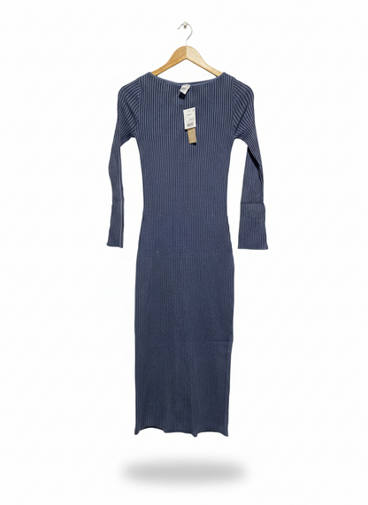 ANKO |M| BUST 13| Navy Blue Ribbed Midi Dress