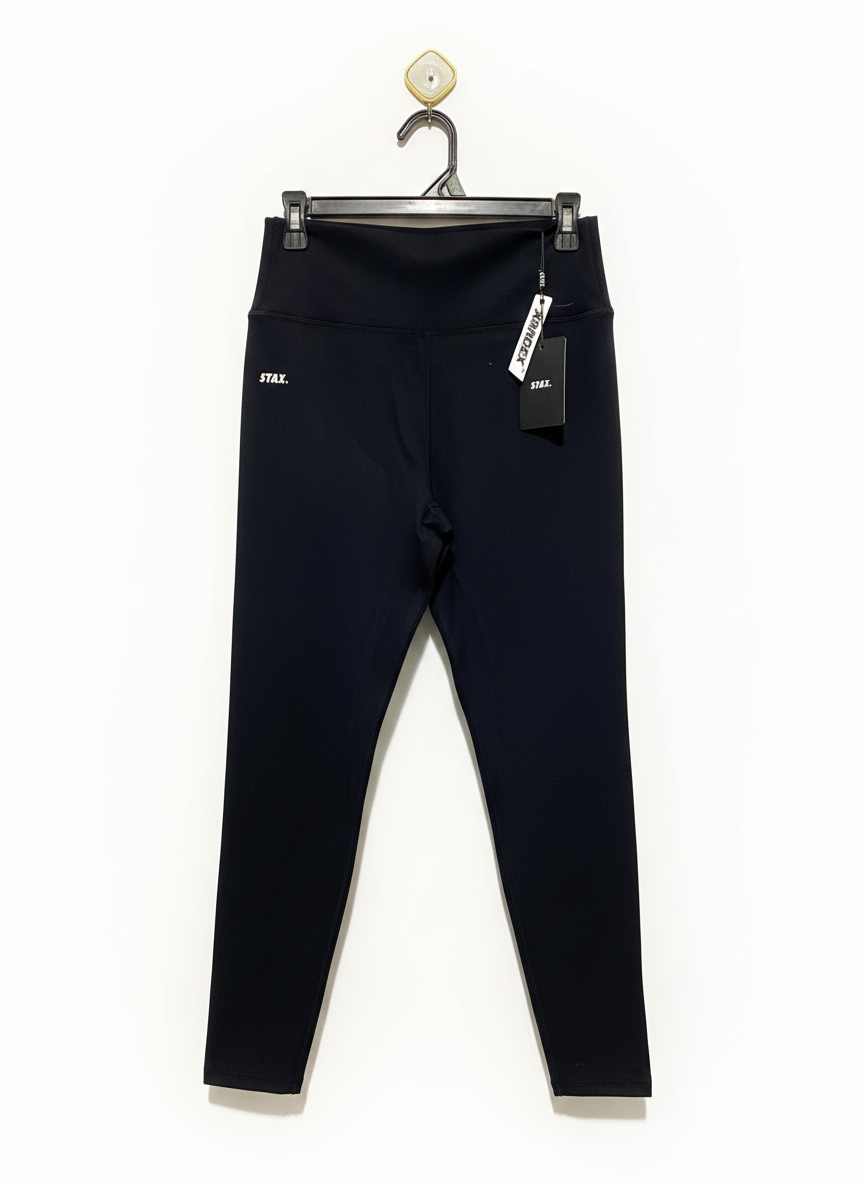 STAX |XL| WAIST 26| C6| OFFICIAL WOMEN’S HIGH-WAISTED PERFORMANCE LEGGINGS - CLASSIC BLACK