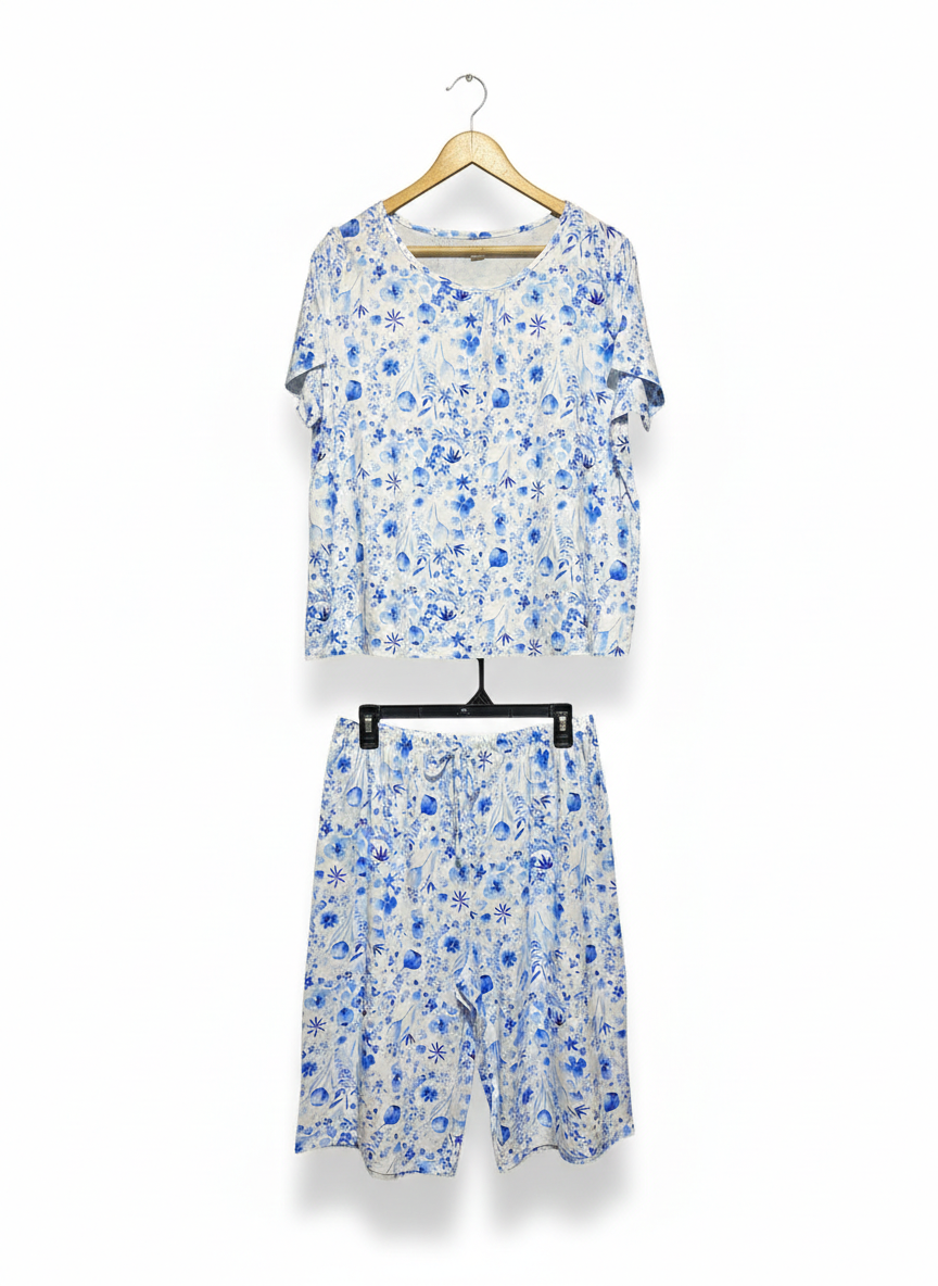 BLUE FLORAL BOTANICAL PYJAMA SET |XL|