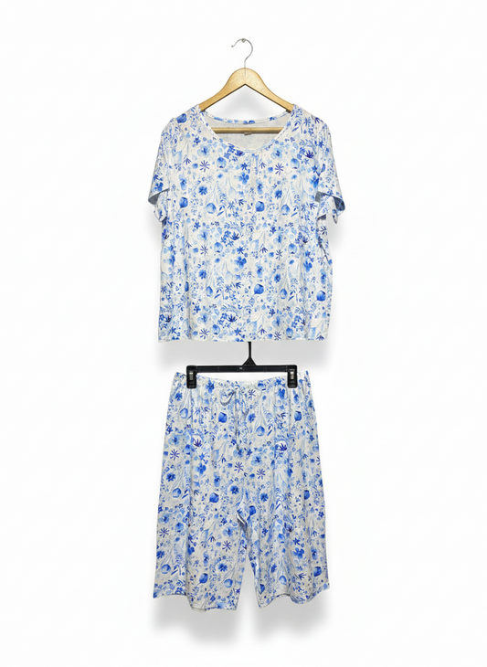 BLUE FLORAL BOTANICAL PYJAMA SET |XL|