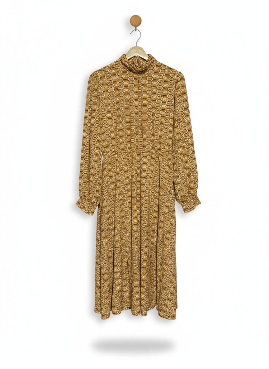 PRIMARK |L| BUST 17| C6| NATURAL LINEN-BLEND TIERED MINI DRESS