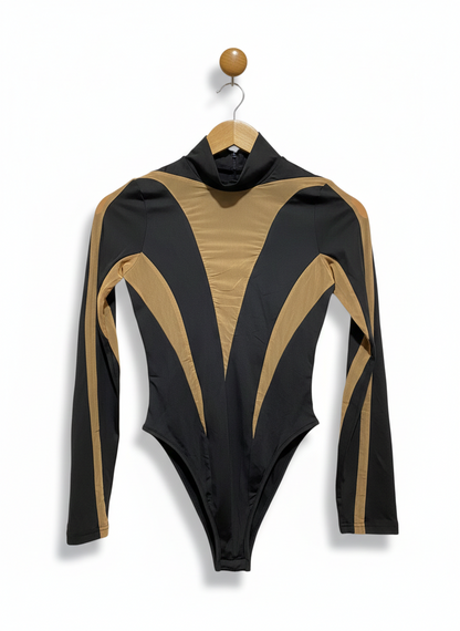 MIDNIGHT ILLUSION MOCK-NECK BODYSUIT |S| BUST 14|