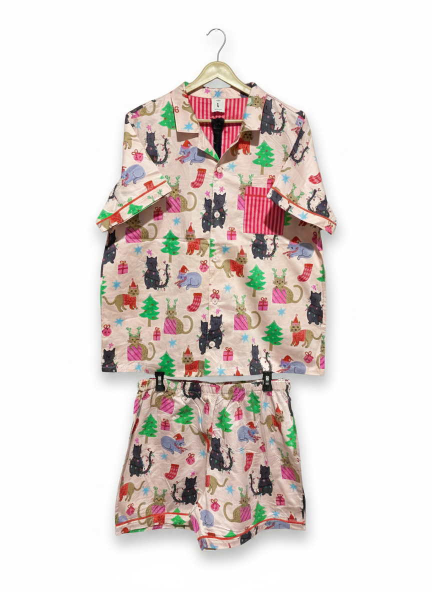 COTTON ON |L| FESTIVE CHRISTMAS CATS PAJAMA SET