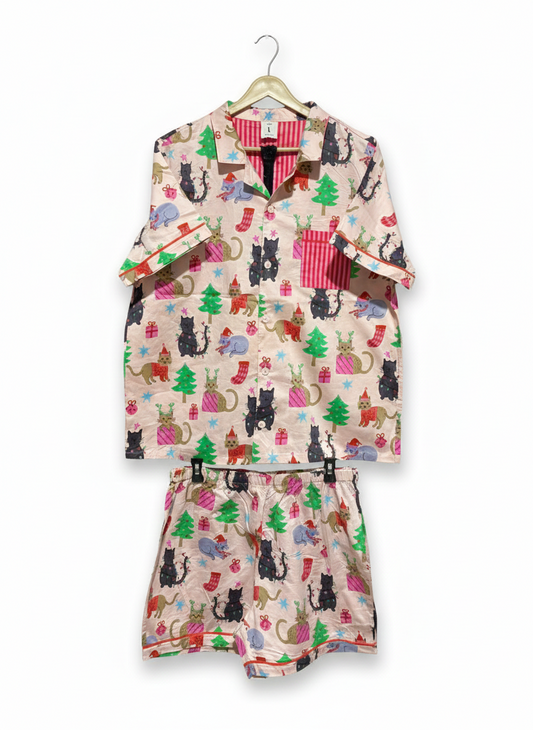 COTTON ON |L| FESTIVE CHRISTMAS CATS PAJAMA SET