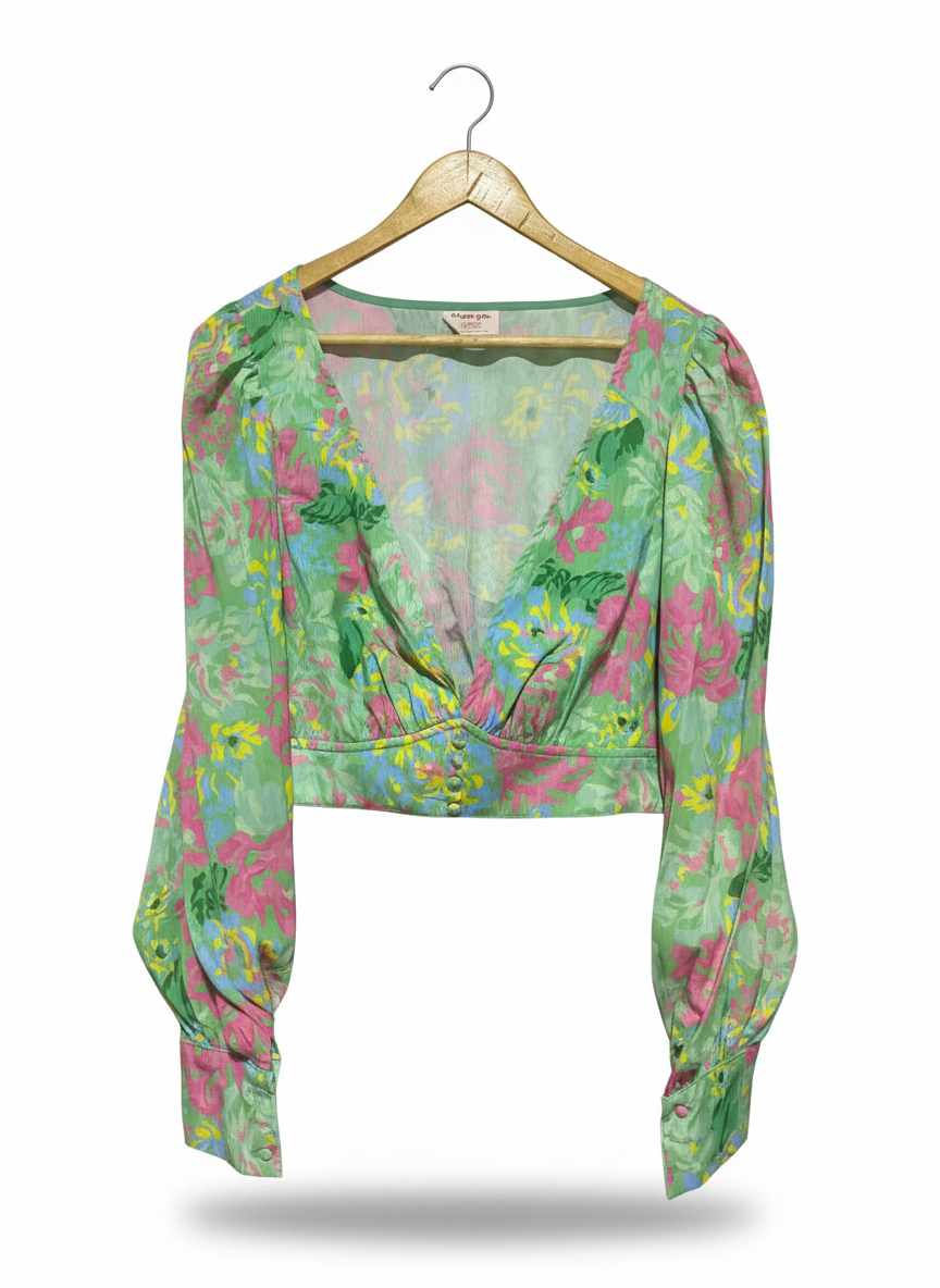 SHOWPO |L| BUST 19| VIBRANT GREEN FLORAL CROPPED BUSTIER TOP