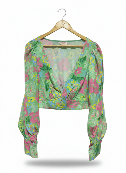SHOWPO |L| BUST 19| VIBRANT GREEN FLORAL CROPPED BUSTIER TOP