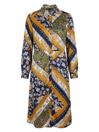 MELA LONDON | L| BUST 21| B10| COLLECTION BORDER PRINT SHIRT DRESS FOR WOMEN