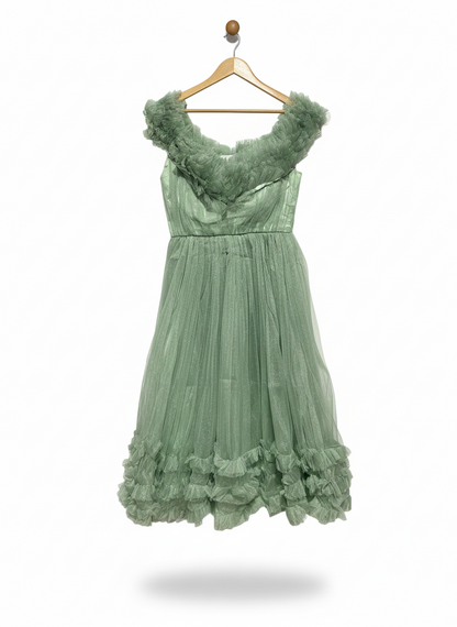 LADONA CELLA |L| BUST 18|C5| WHIMSICAL SAGE GREEN TULLE PARTY DRESS