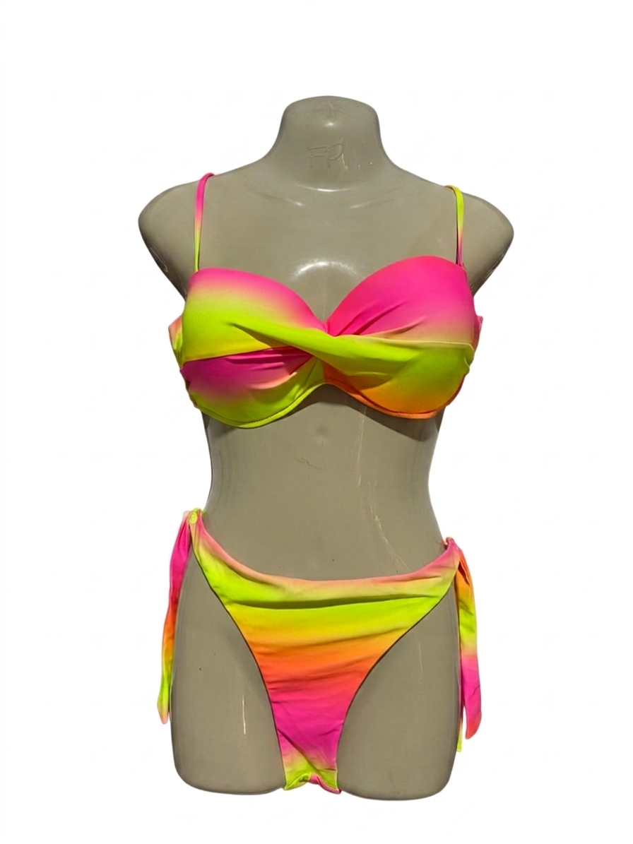 VIBRANT NEON GRADIENT TWO-PIECE BIKINI SET |B14|