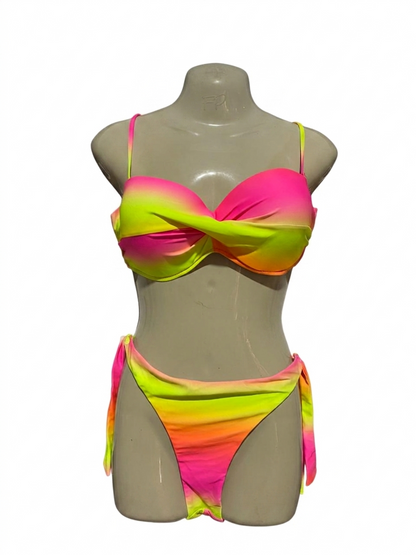 VIBRANT NEON GRADIENT TWO-PIECE BIKINI SET |B14|