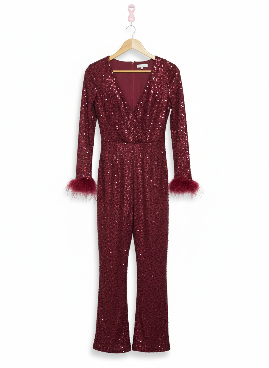 NADINE MERABI RACHEL RED JUMPSUIT|S|BUST 15