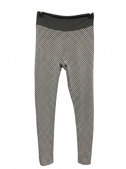 |S| WAIST 26| B11|  HONEYCOMB TEXTURED BUBBLE LEGGINGS - SCULPTING GREY & BLACK ACTIVEWEAR