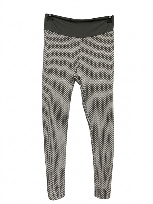 |S| WAIST 26| B11|  HONEYCOMB TEXTURED BUBBLE LEGGINGS - SCULPTING GREY & BLACK ACTIVEWEAR