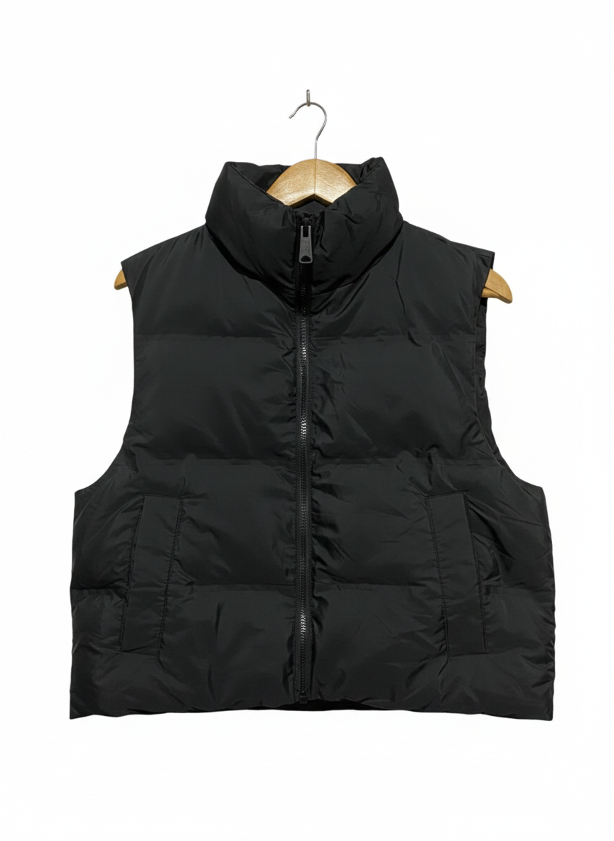 PRIMARK CARES |S| BUST 21| Black High-Collar Puffer Vest
