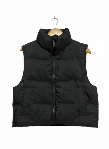 PRIMARK CARES |S| BUST 21| Black High-Collar Puffer Vest
