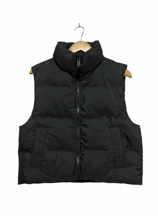 PRIMARK CARES |S| BUST 21| Black High-Collar Puffer Vest