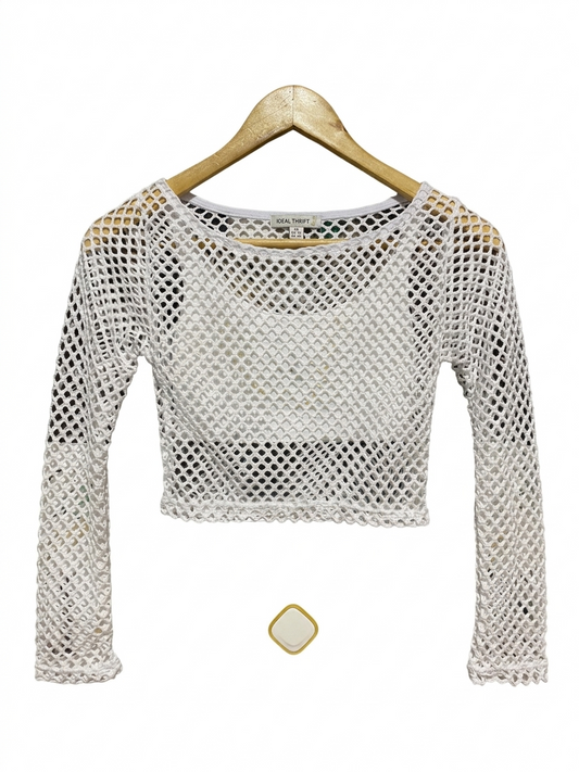 DAPPED |S| BUST 13| B10| WHITE MESH CROCHET CROP TOP