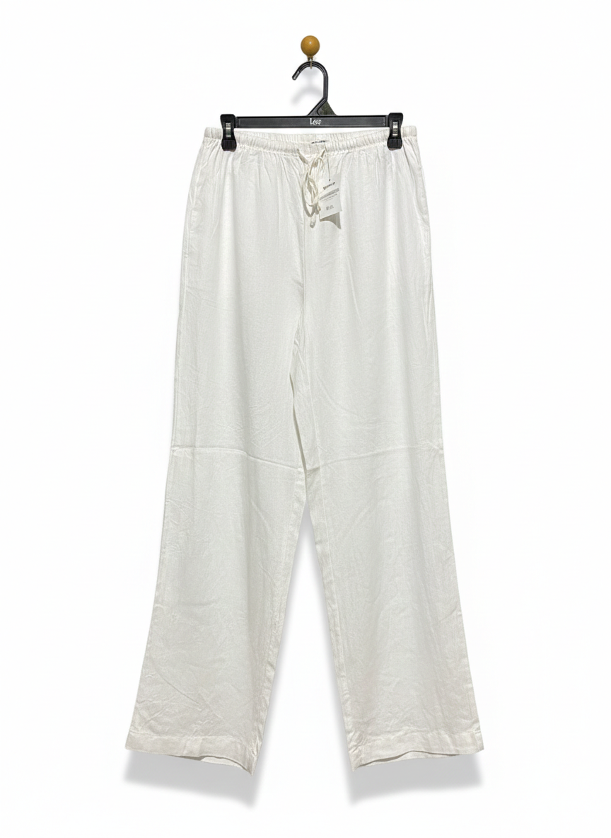 COTTON ON |M| WAIST 28| PREMIUM WHITE LINEN WIDE-LEG LOUNGE PANTS