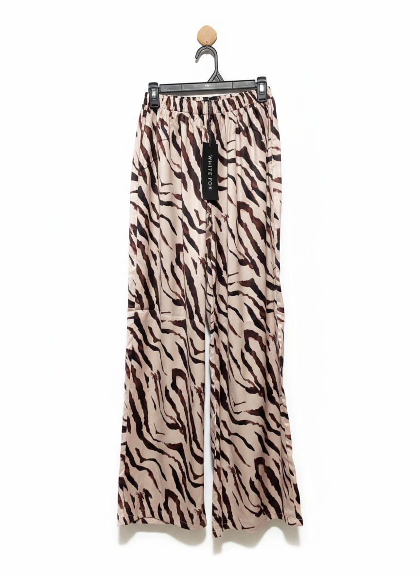 WHITE FOX |S| WAIST 24| WHITE FOX TIGER STRIPE WIDE-LEG PANTS