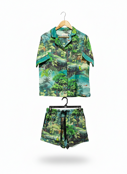PETERALEXANDER |XS| PETER ALEXANDER GREEN PATTERN SLEEPWEAR PYJAMA SET - JUNGLE PRINT