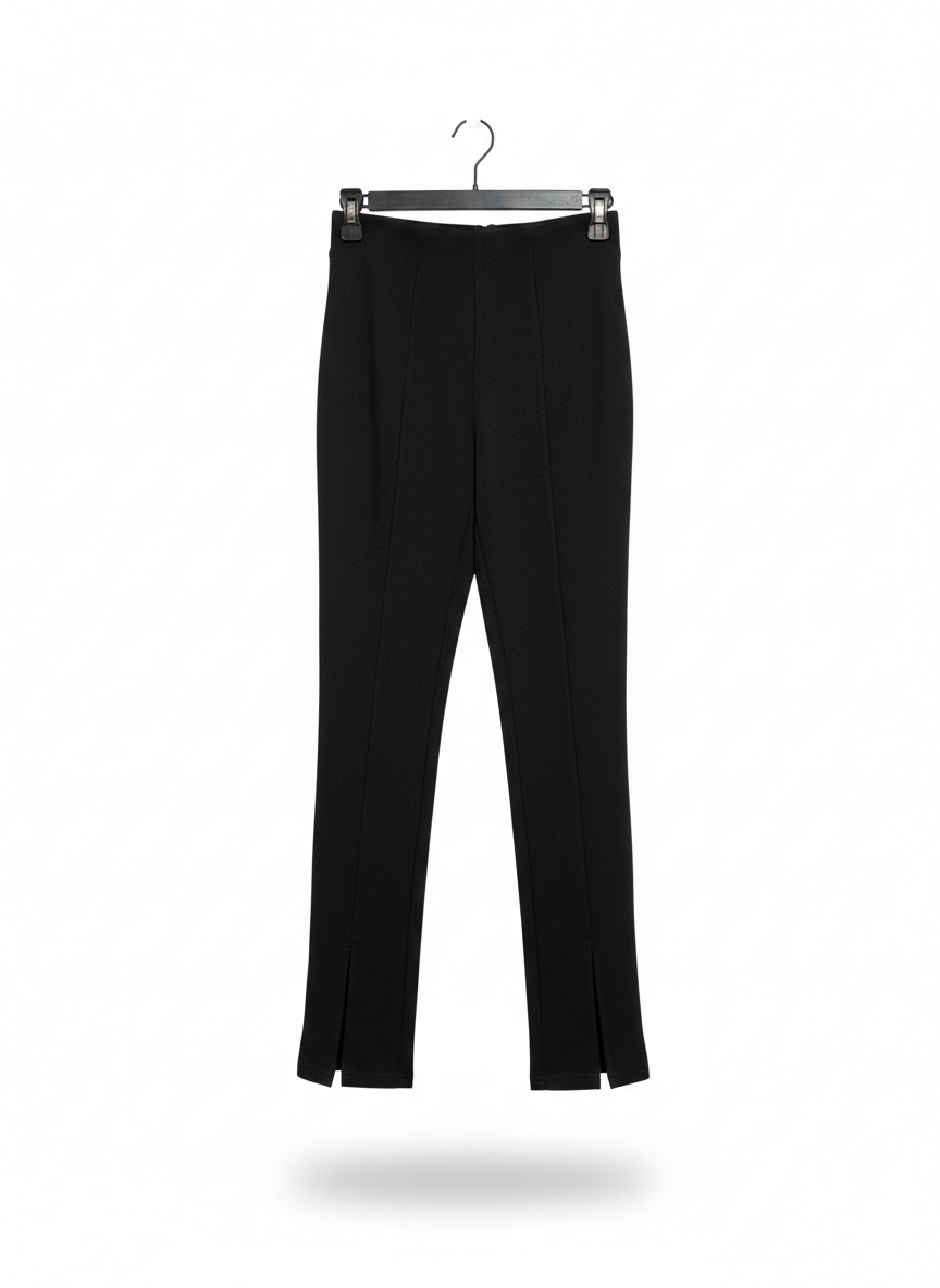 ANKO |S| WAIST 24| CHIC JET BLACK SPLIT-HEM TROUSERS