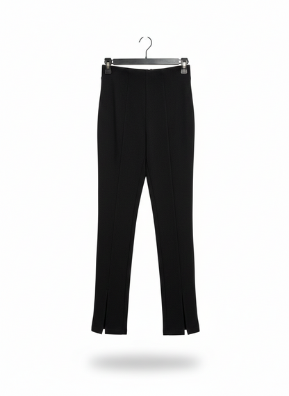 ANKO |S| WAIST 24| CHIC JET BLACK SPLIT-HEM TROUSERS