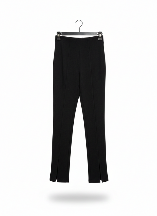 ANKO |S| WAIST 24| CHIC JET BLACK SPLIT-HEM TROUSERS