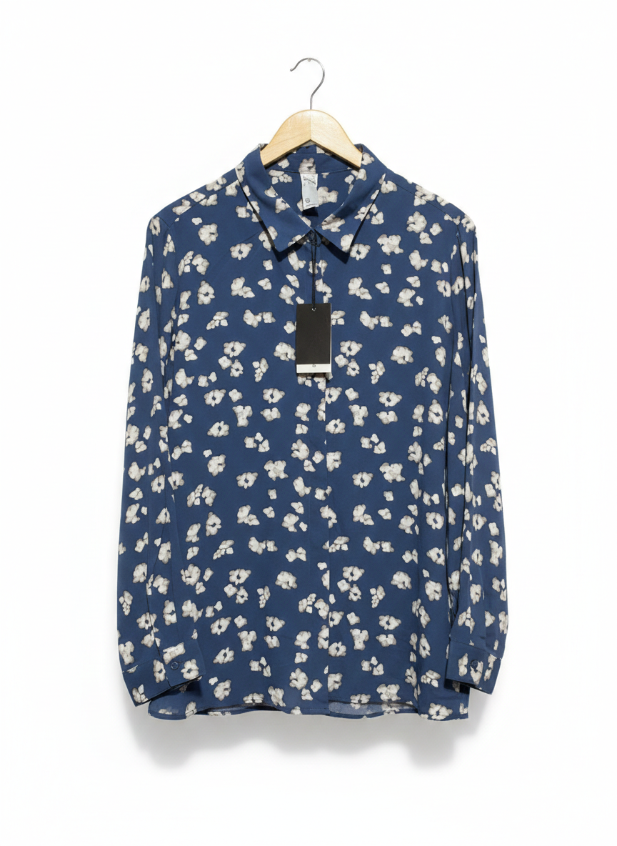 ANKO |XL| BUST 23| NAVY BLUE FLORAL PRINT BUTTON-DOWN BLOUSE