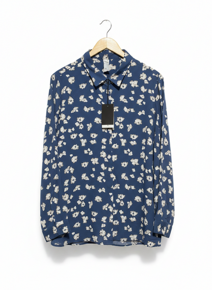 ANKO |XL| BUST 23| NAVY BLUE FLORAL PRINT BUTTON-DOWN BLOUSE