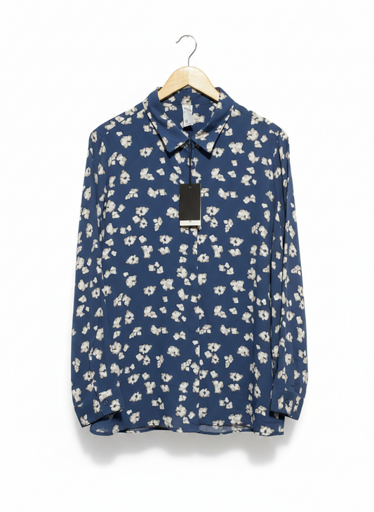 ANKO |XL| BUST 23|C9| NAVY BLUE FLORAL PRINT BUTTON-DOWN BLOUSE