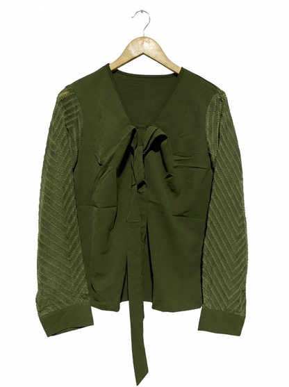 SHEIN |M| BUST 19| OLIVE GREEN TEXTURED SLEEVE BLOUSE