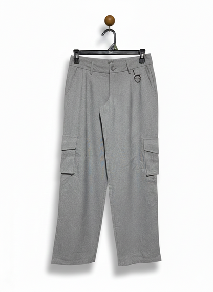 WHITE FOX |M| WAIST 28|B12|WOMEN'S GREY WIDE-LEG CARGO PANTS - RELAXED FIT WORKWEAR
