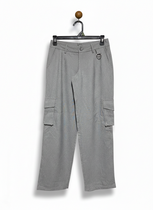 WHITE FOX |M| WAIST 28|B12|WOMEN'S GREY WIDE-LEG CARGO PANTS - RELAXED FIT WORKWEAR