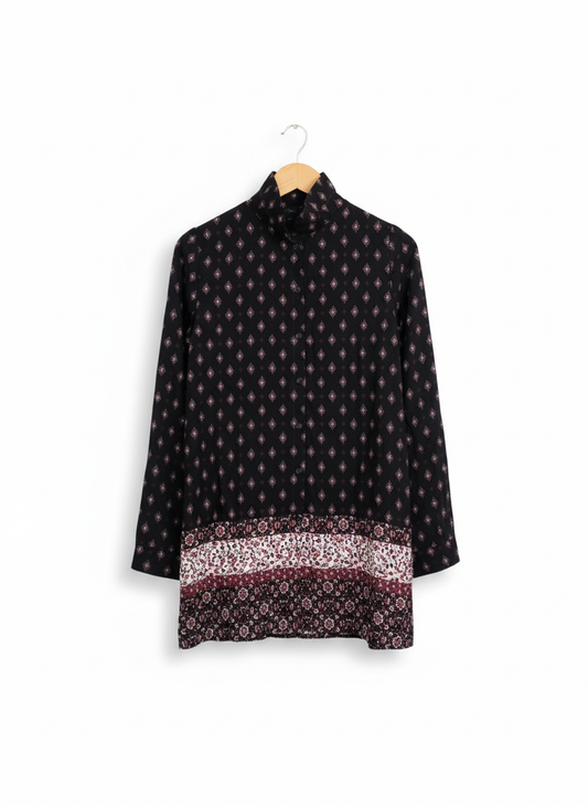 NEW LOOK Black And White Patterned Orient Blouse