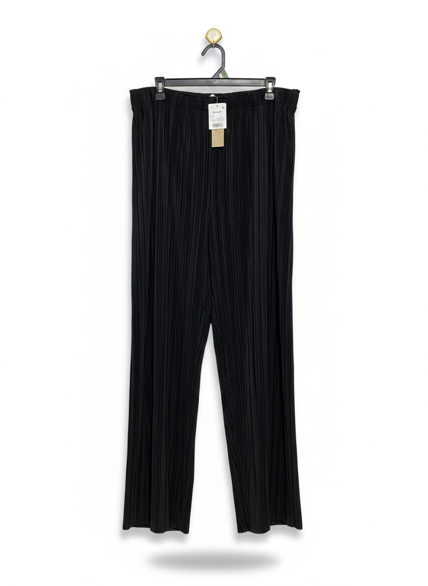 ANKO |XXL| WAIST 36| CHIC BLACK PLISSÉ PLEATED WIDE-LEG PANTS