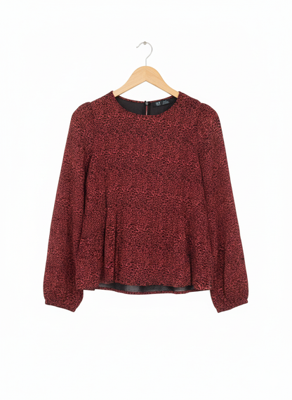 Zara TRF Collection Red And Black Leopard Print Peplum Top
