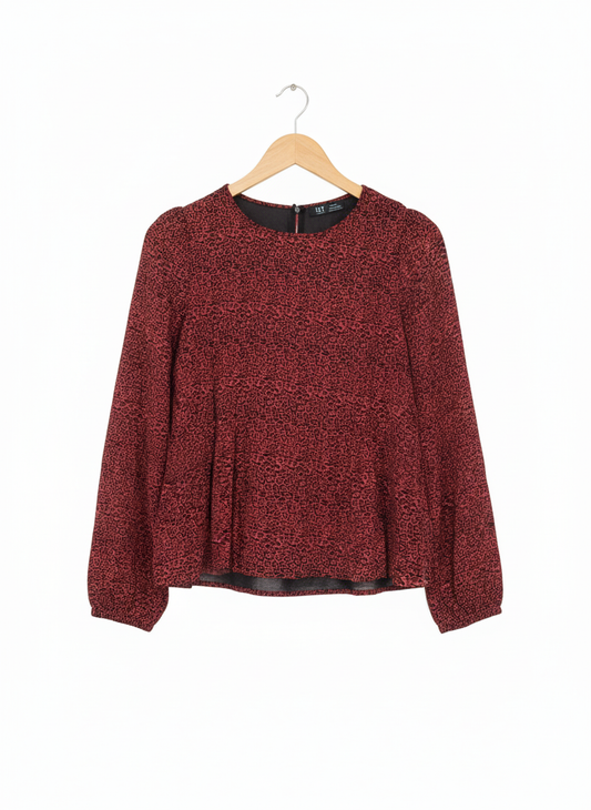 Zara TRF Collection Red And Black Leopard Print Peplum Top