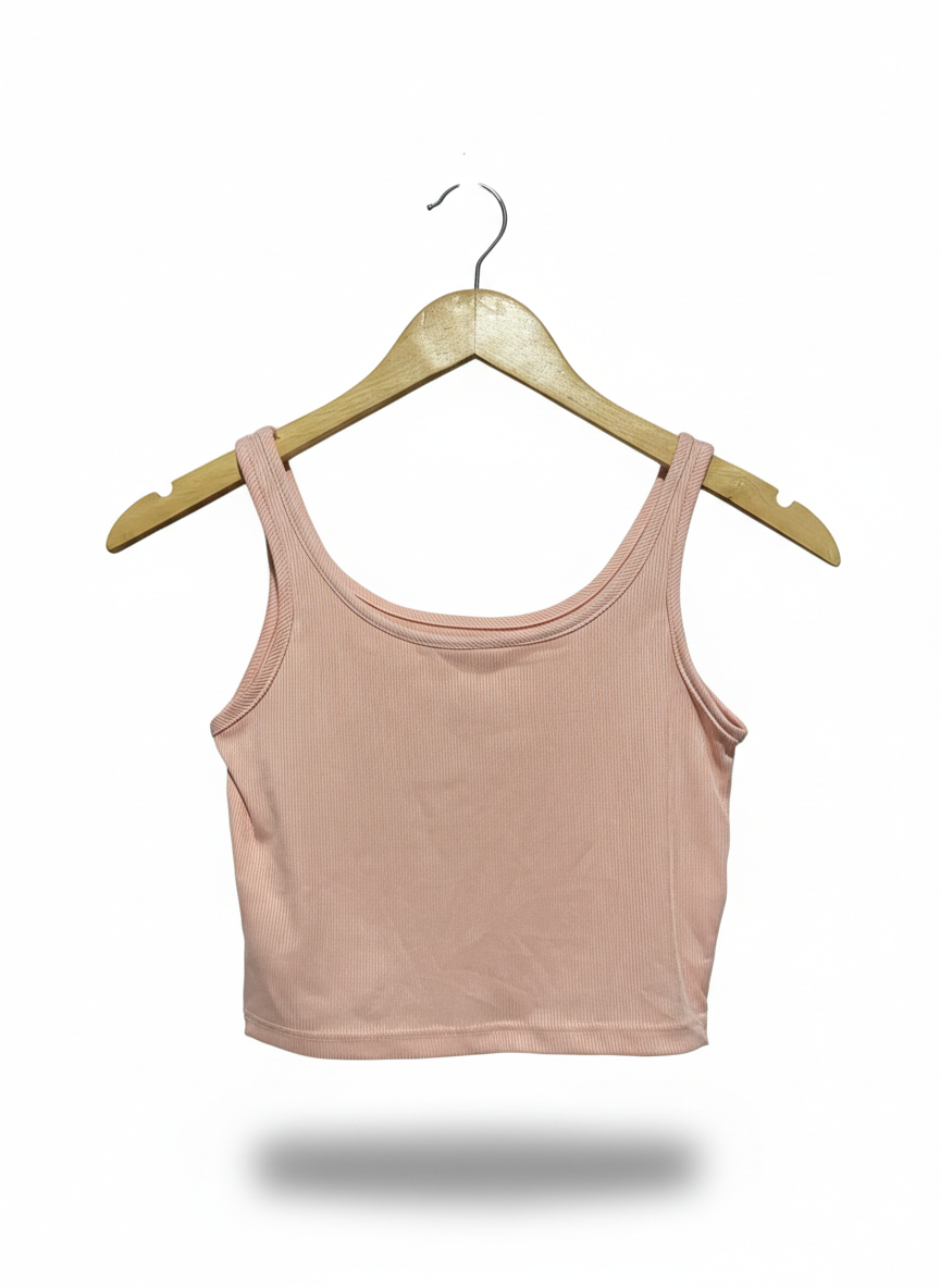 WOMEN'S RIBBED CROPPED TANK TOP IN PEACH |S| BUST 13|