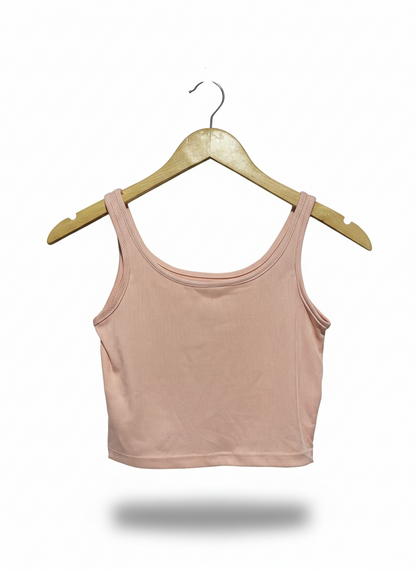 WOMEN'S RIBBED CROPPED TANK TOP IN PEACH |S| BUST 13|