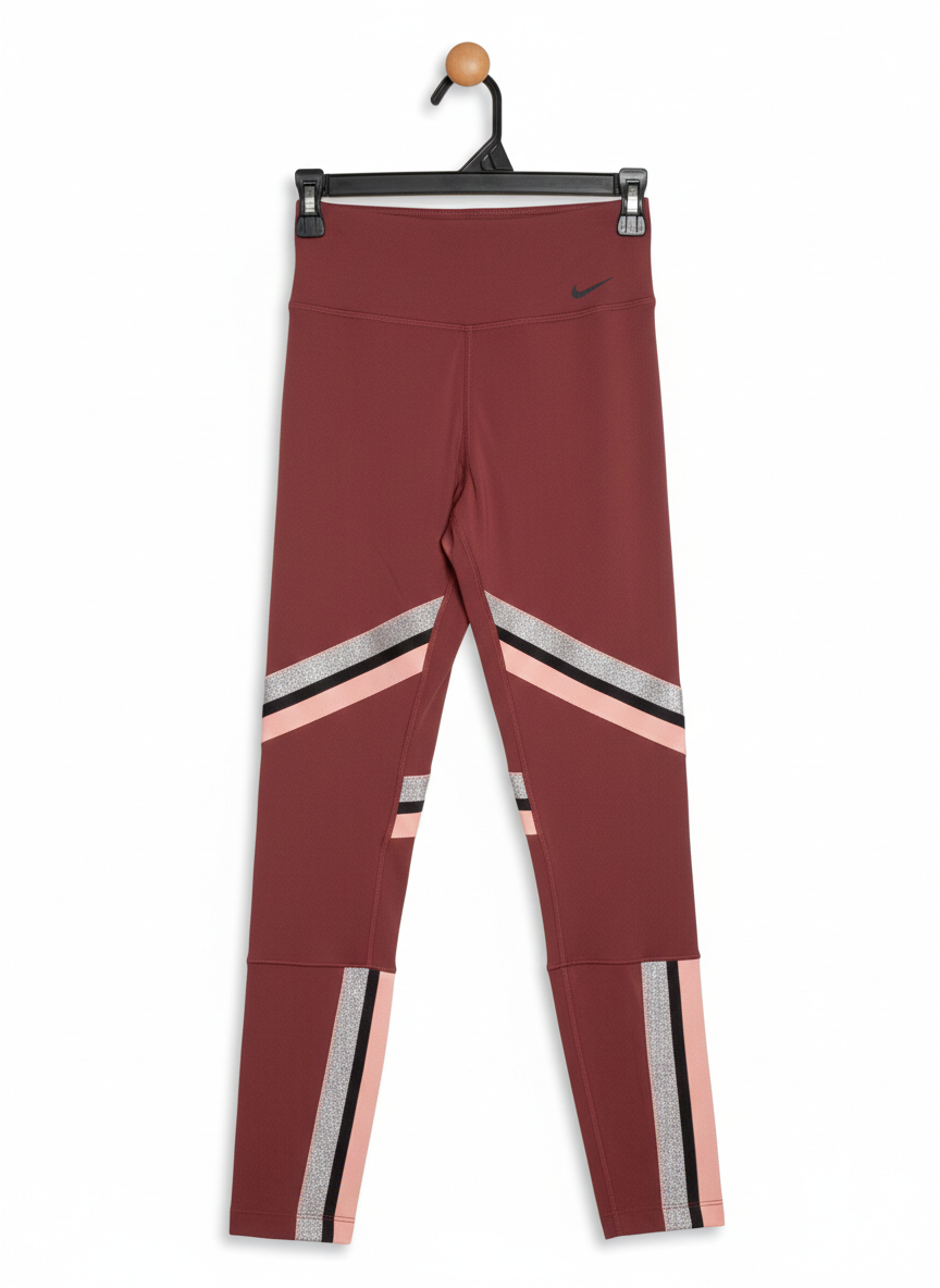 NIKE |XS| WAIST 24|B12| WOMEN’S HIGH-WAISTED TRAINING LEGGINGS - BURGUNDY COMPRESSION TIGHTS