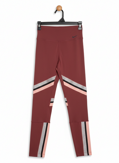 NIKE |XS| WAIST 24|B12| WOMEN’S HIGH-WAISTED TRAINING LEGGINGS - BURGUNDY COMPRESSION TIGHTS