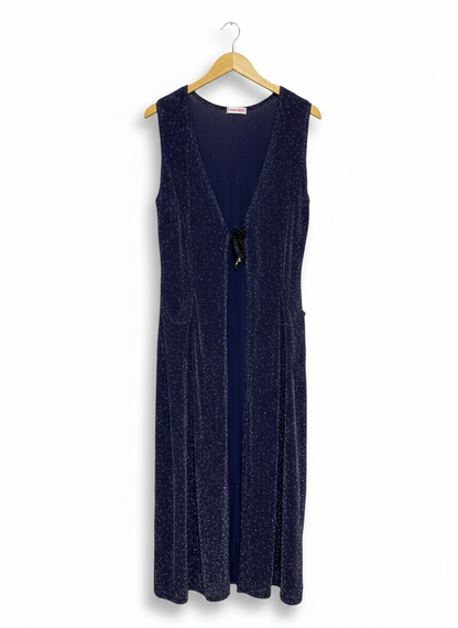 MARIETTA |L| BUST 18| ELEGANT NAVY BLUE SHIMMER MAXI DRESS