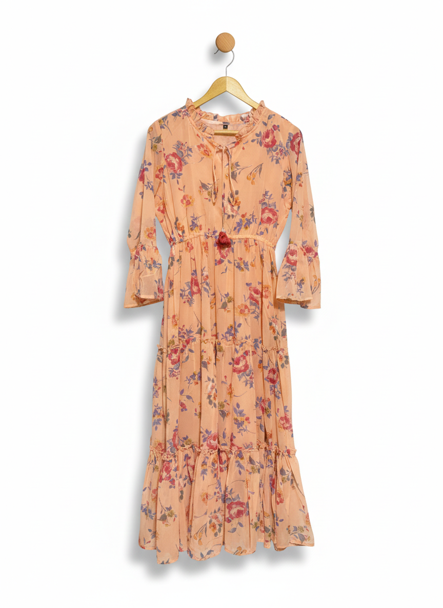 FLORAL BOHEMIAN MAXI DRESS |M| BUST 18|
