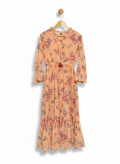 FLORAL BOHEMIAN MAXI DRESS |M| BUST 18|