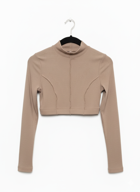 Shein Ribbed  Crop Top Long Sleeves W-15 / L-12.5