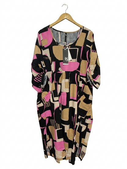 TS |XL| BUST 24| B26| ABSTRACT GEOMETRIC PRINT MIDI DRESS