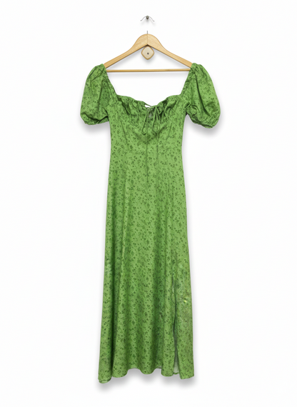 VIBRANT MEADOW PUFF-SLEEVE MAXI DRESS |S| BUST 14|