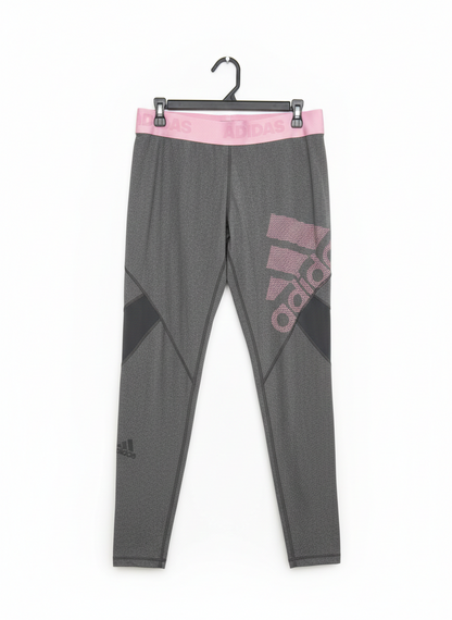 ADIDAS |XL| WAIST 34| HIGH-PERFORMANCE GREY AND PINK COMPRESSION LEGGINGS FOR INTENSE WORKOUTS