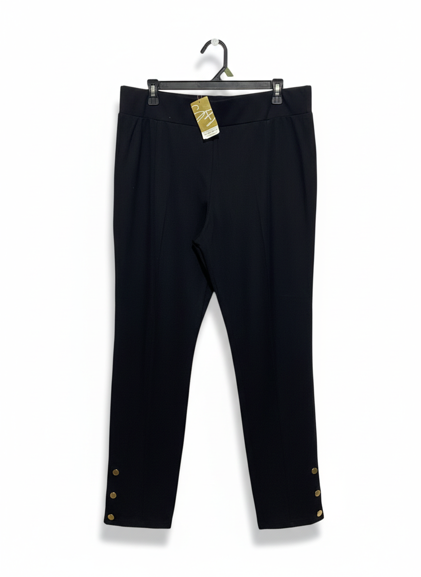 SUZANNE RETRO |XXL| WAIST 36| WOMEN'S SLIM-FIT ANKLE PANTS WITH GOLD BUTTON DETAIL
